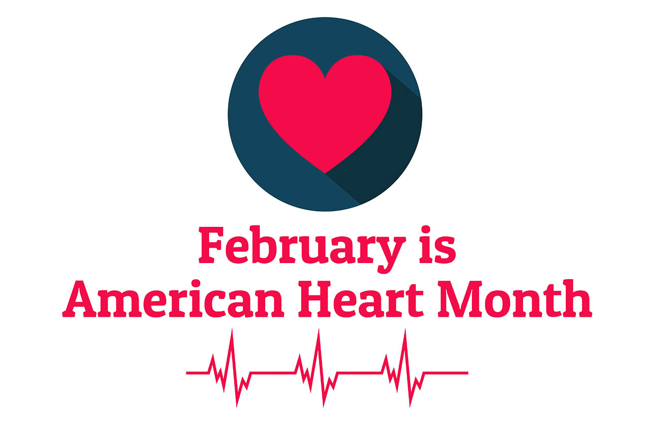 February is American Heart Month. Template for background, banner, card, poster with text inscription. Vector EPS10 illustration