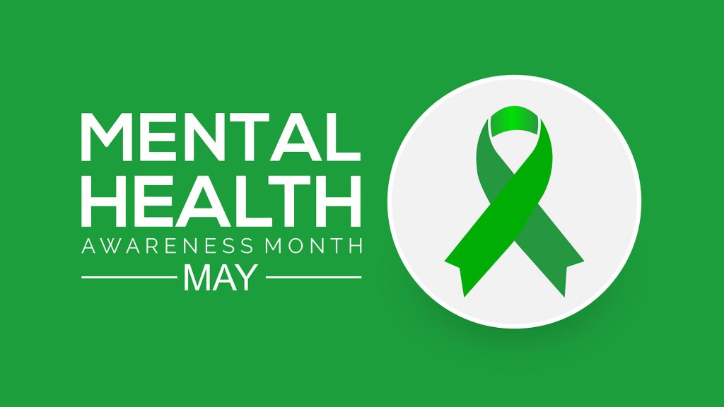 Mental Health Awareness Month. Health awareness concept vector template for banner, poster, card and background design.