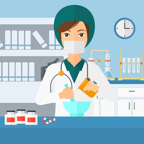 Pharmacist preparing medicine in the lab